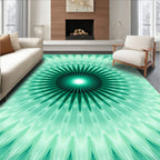 Teal Sunburst Starburst Pattern Design Rug
