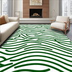 Modern Green Wavy Abstract Design Rug