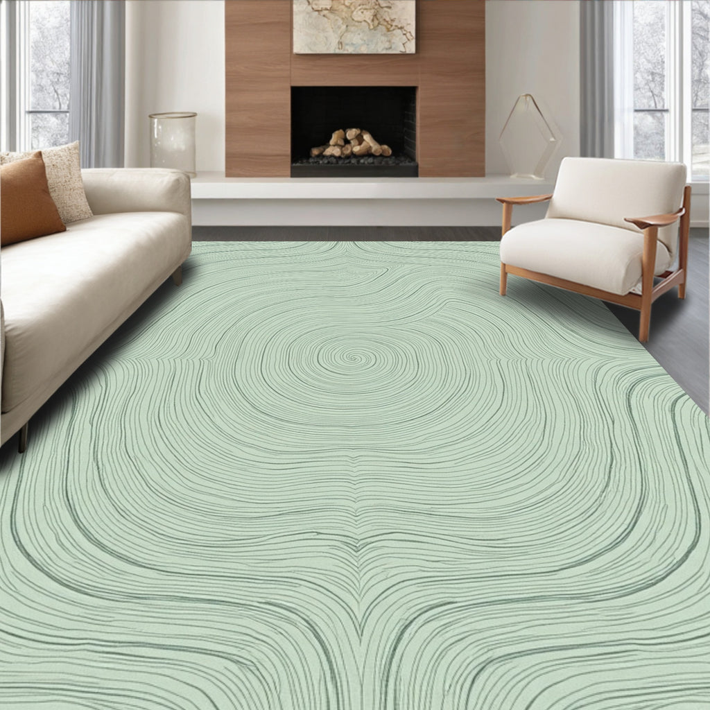 Neutral Swirling Contour Pattern Rug