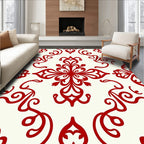 Classic Red Floral Damask Pattern Rug