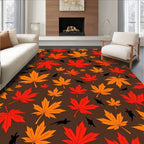 Red Orange Leaf Pattern Design Rug