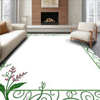 Green Floral Vines Border Design Rug
