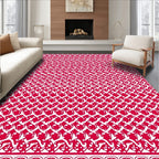 Ornate Red White Patterned Texture Rug