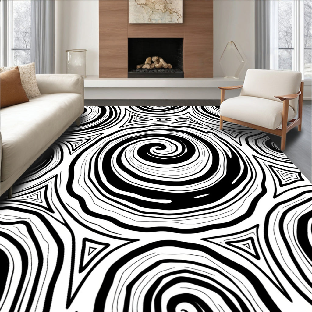 Abstract Swirl Triangle Pattern Rug