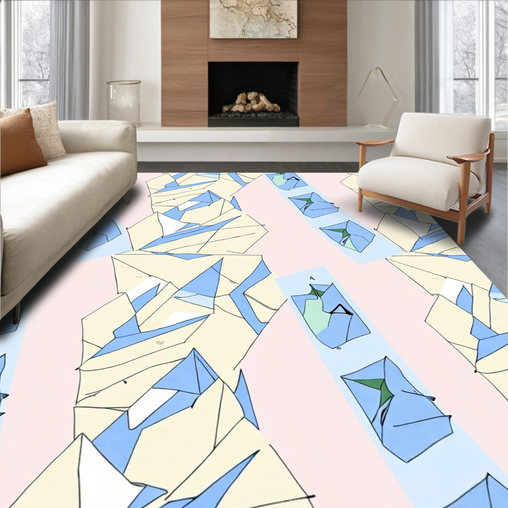 Abstract Geometric Pastel Stripes Rug