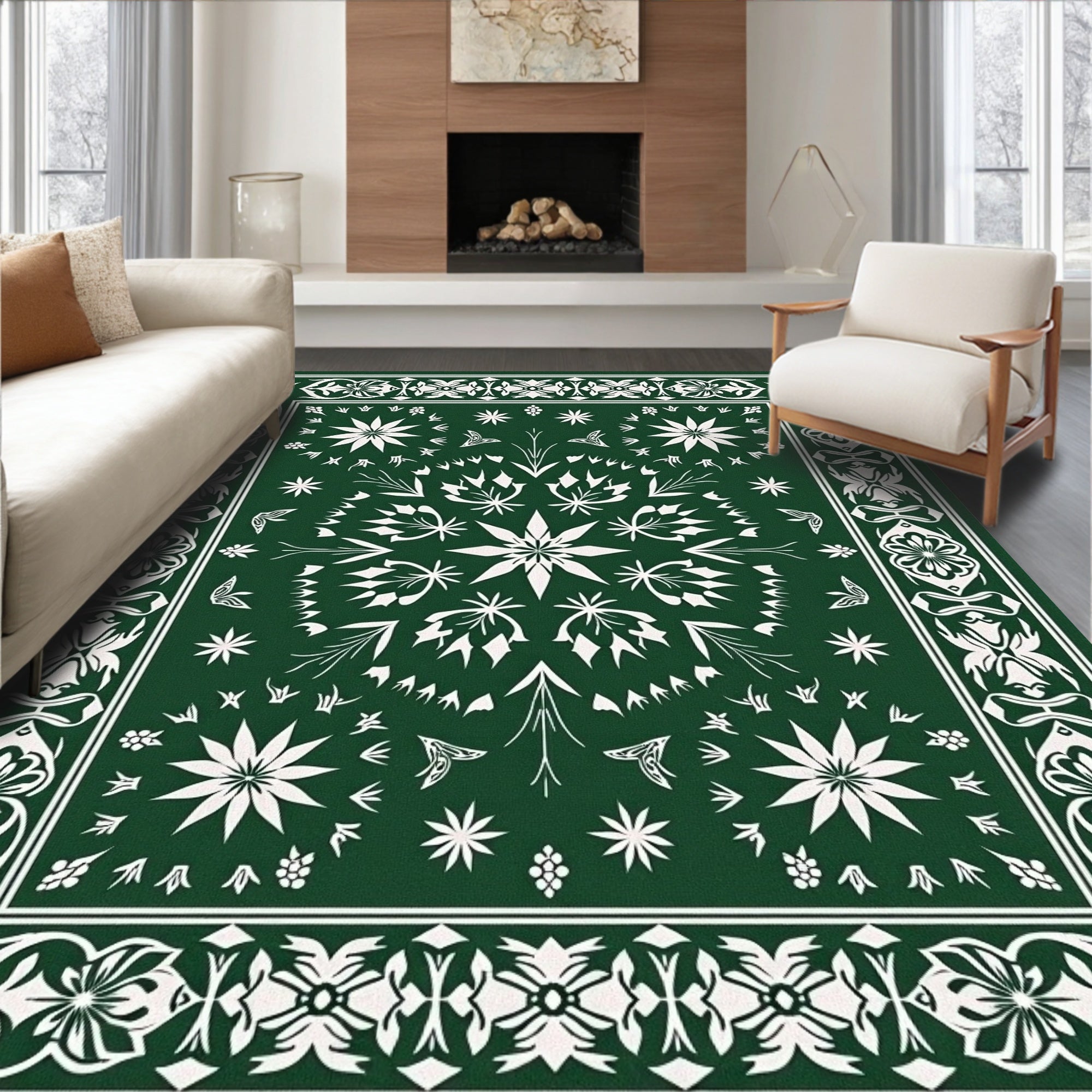Classic Floral Mandala Patterned Rug
