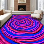 Vibrant Pink Blue Swirl Pattern Rug