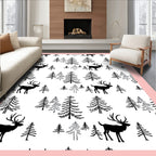 Woodland Elk Pine Tree Pattern Rug