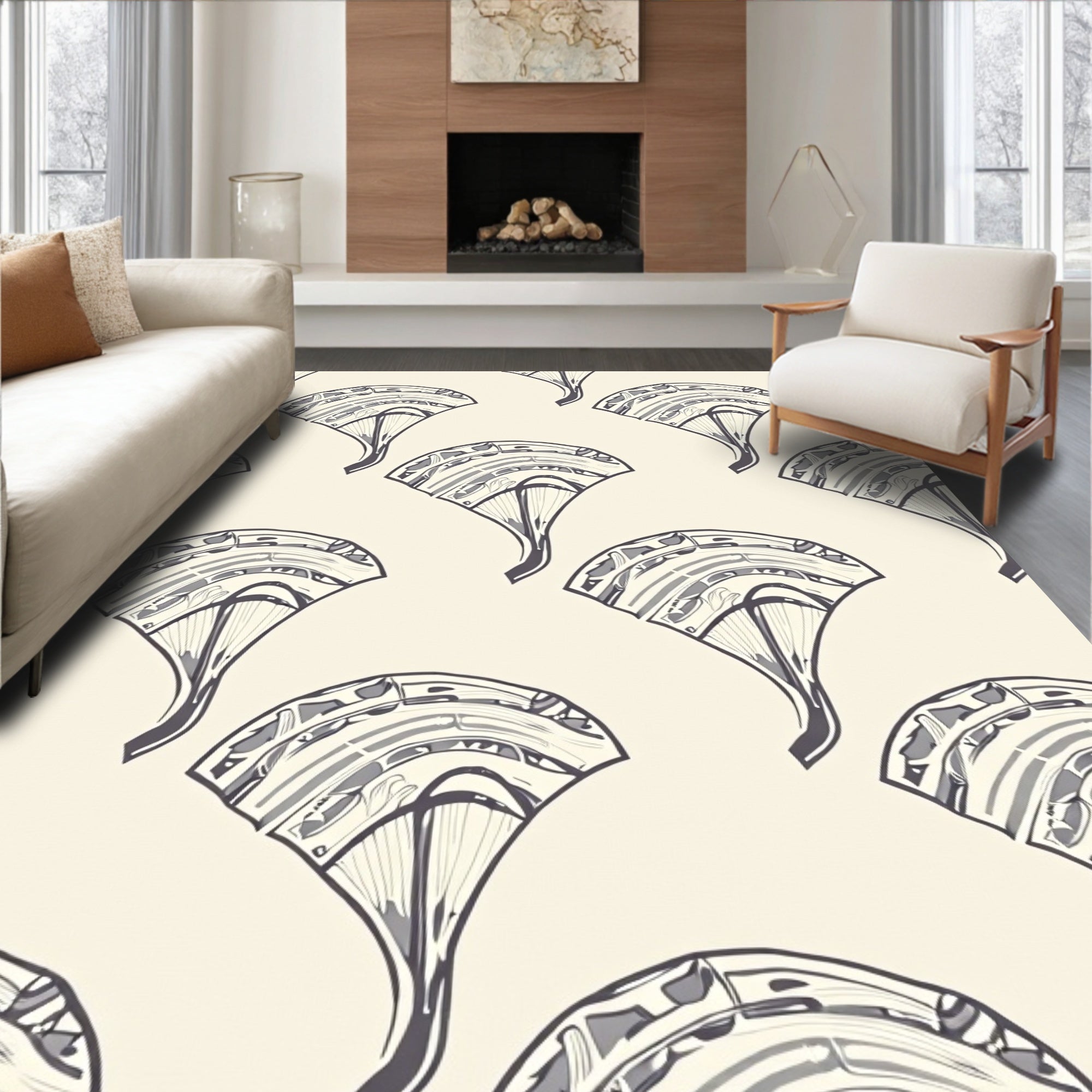 Art Deco Fan Patterned Rug