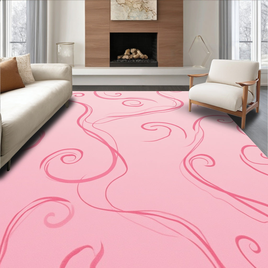 Pink Swirl Elegant Decorative Pattern Rug