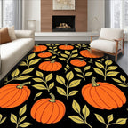 Orange Pumpkin Leaf Pattern Rug