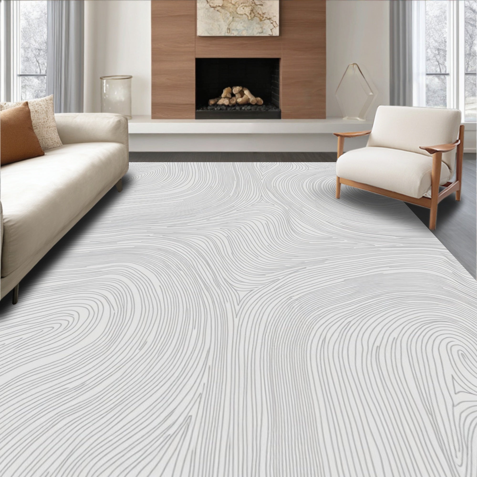 Swirling Line Abstract Pattern Rug
