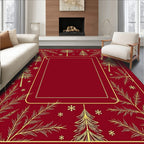 Golden Pine Snowflake Border Design Rug