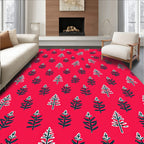 Red Festive Pine Tree Pattern Rug