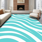 Wavy Turquoise White Zebra Pattern Rug