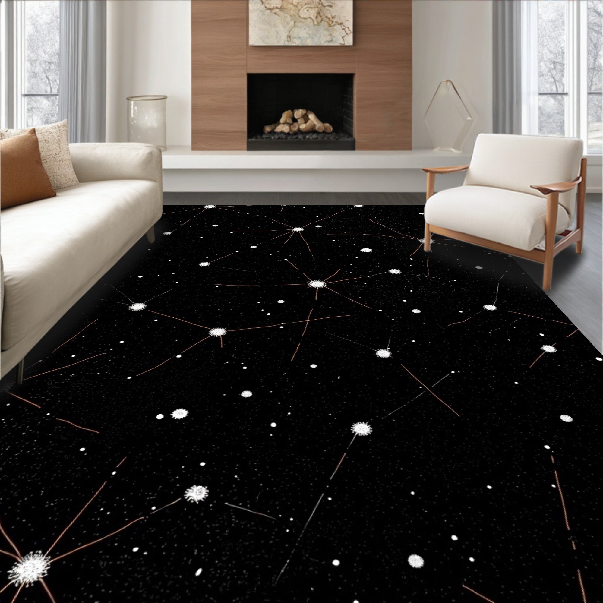 Cosmic Starburst And Dot Pattern Rug