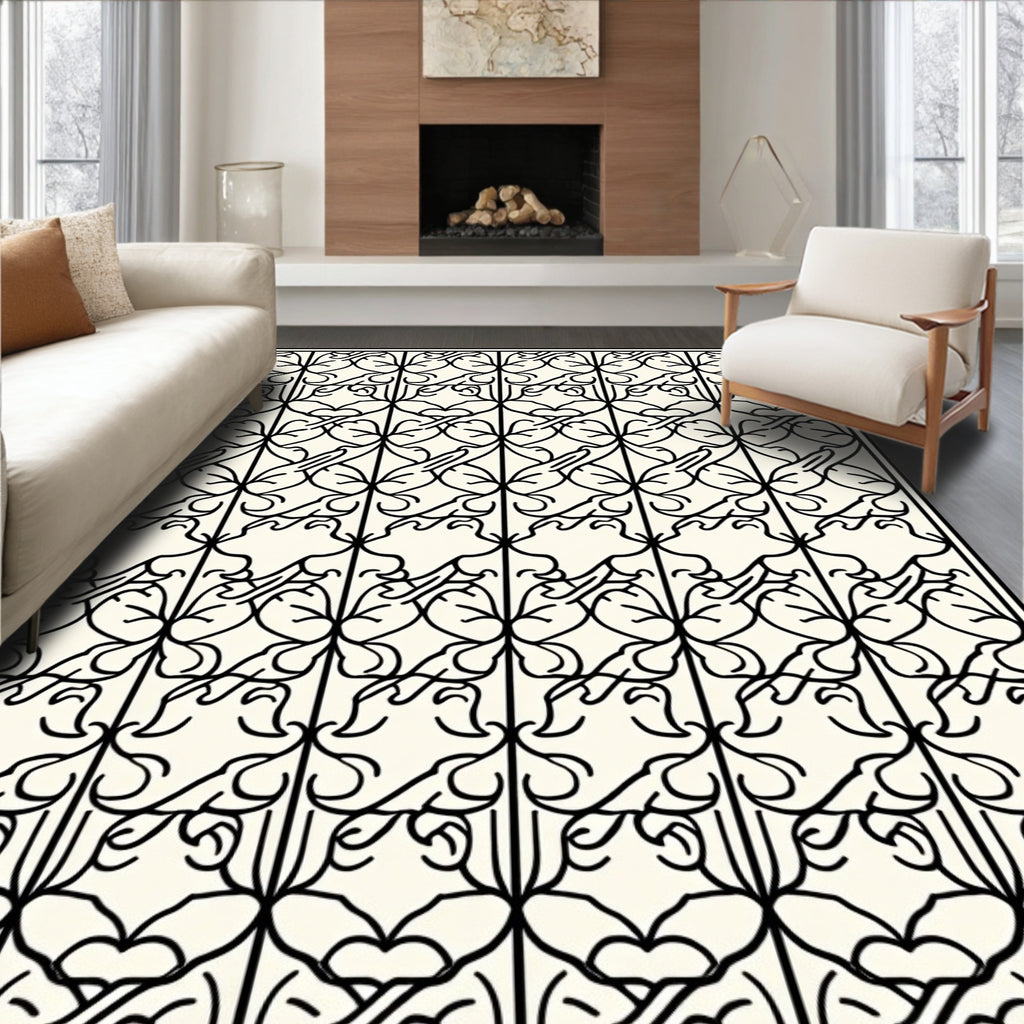 Art Nouveau Inspired Bunny Pattern Rug