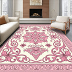 Pink Floral Symmetry Pattern Rug