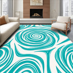 Teal Swirl Wave Pattern Rug