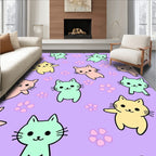 Playful Pastel Cat Paw Print Pattern Rug