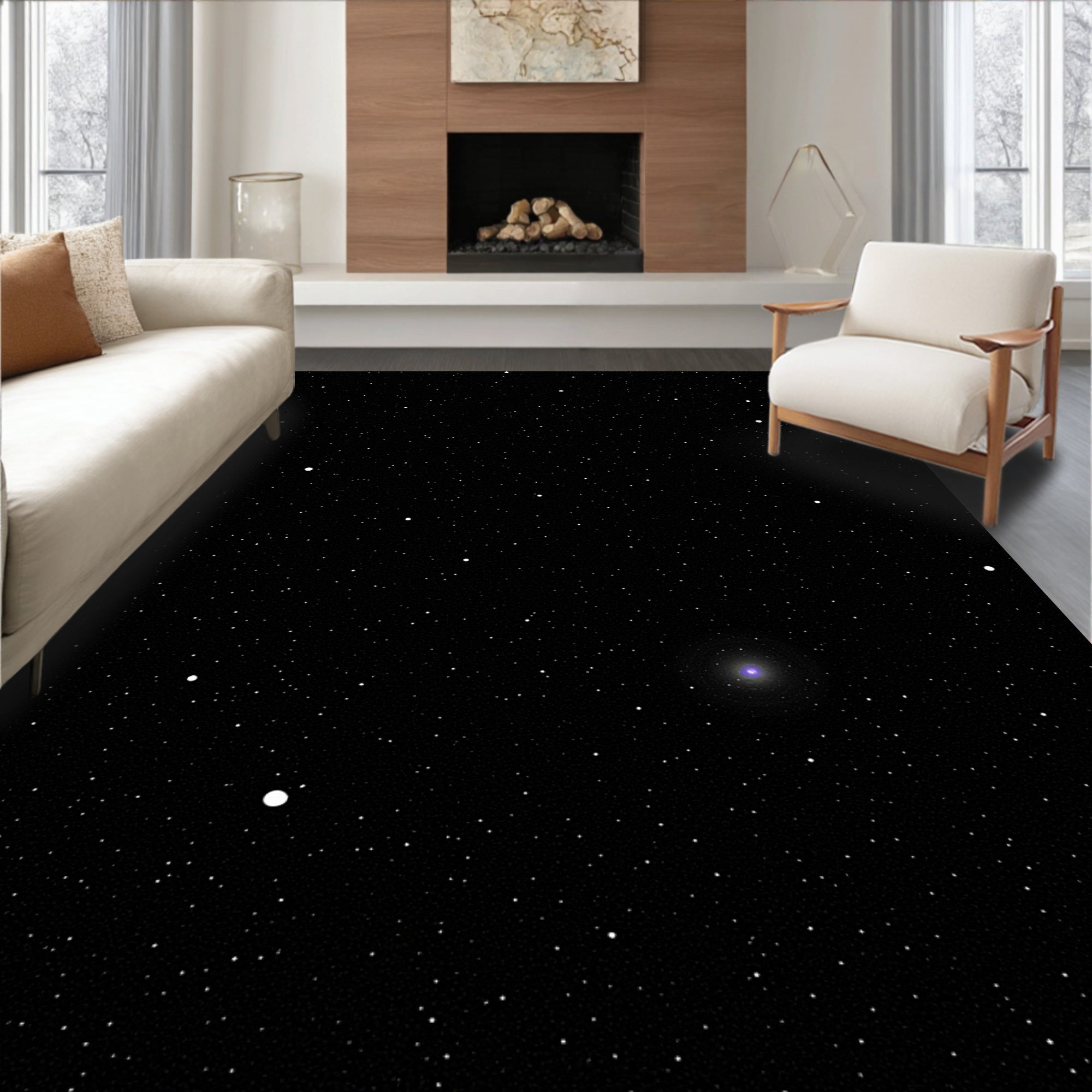 Cosmic Starry Night Abstract Pattern Rug
