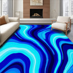 Blue Swirl Abstract Fluid Pattern Rug