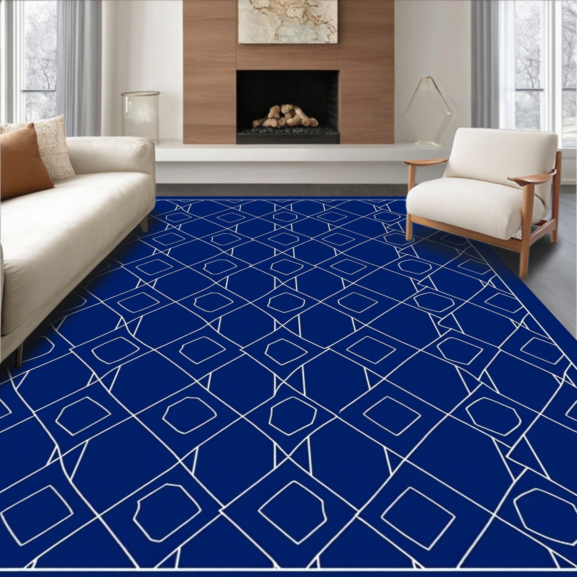 Geometric Diamonds Lattice Pattern Rug