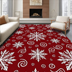 Winter Snowflake and Swirl Pattern Rug