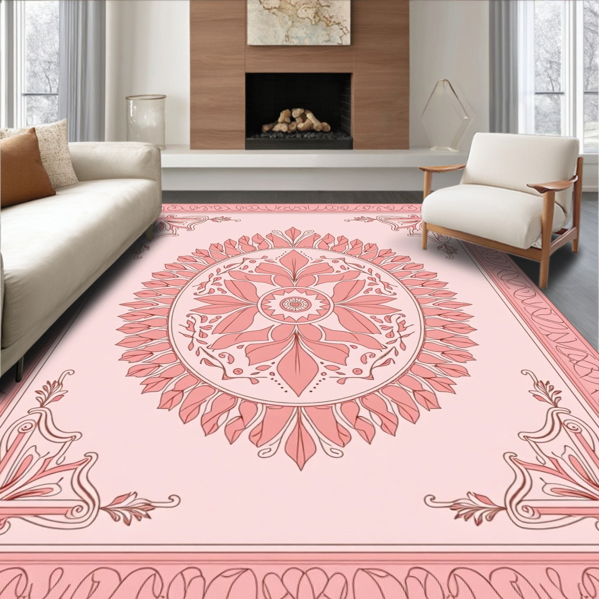 Ornate Floral Mandala Design Rug