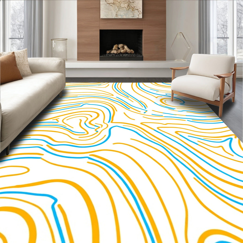 Curving Lines Abstract Design Rug