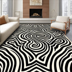 Monochrome Swirling Stripes Pattern Rug