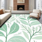 Fresh Green Leaf Pattern Rug