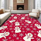 Snowflake And Snowman Pattern Design Rug
