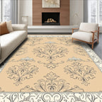 Elegant Beige Damask Scroll Rug