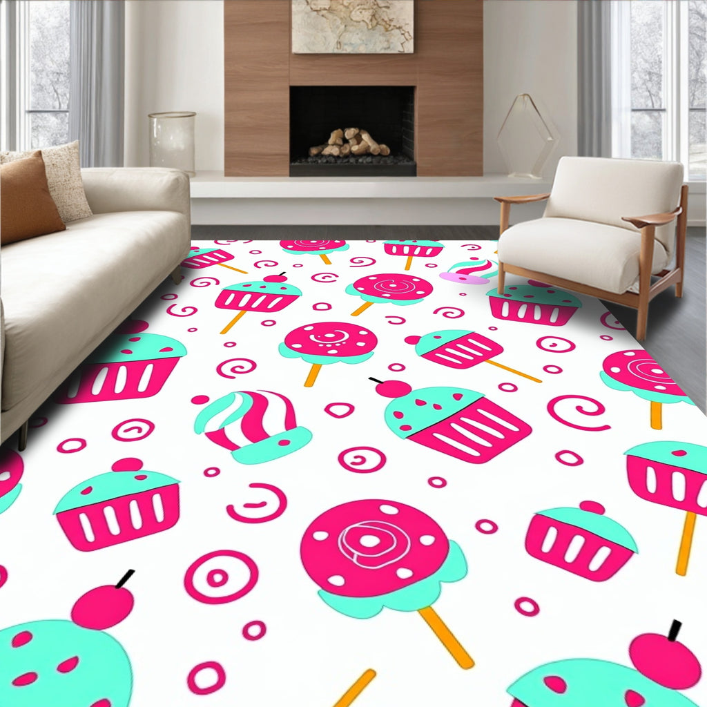 Cute Candy Cupcake Swirl Pattern Rug