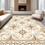 Ornate Swirls Floral Cream Pattern Rug