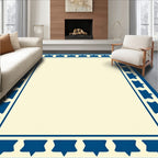 Geometric Star Border Blue Ivory Rug