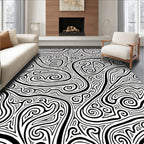 Abstract Swirls Black And White Design Rug