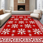 Red Snowflake Pattern Area Rug