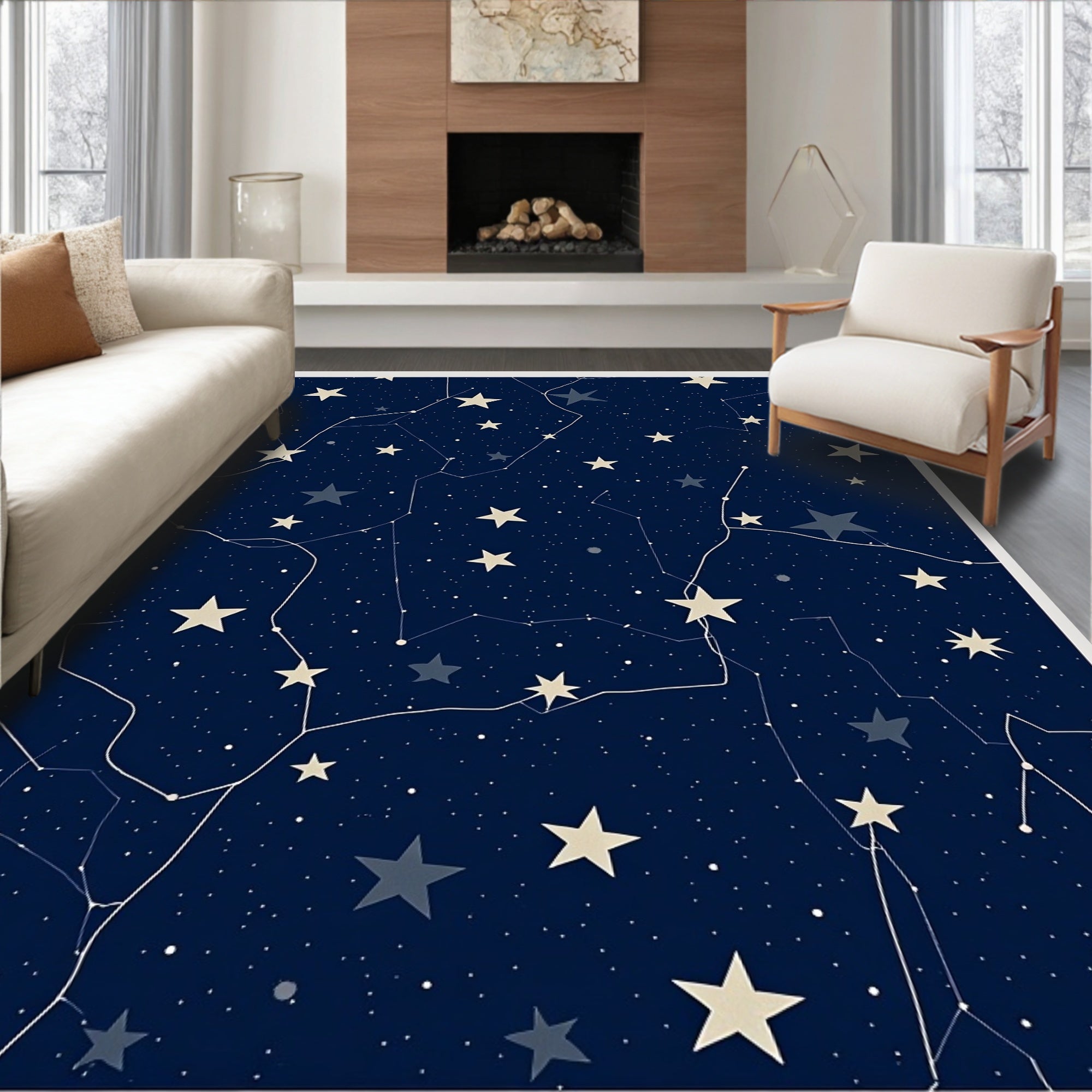 Night Sky Constellation Star Pattern Rug