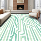 Mint Green Abstract Line Pattern Rug