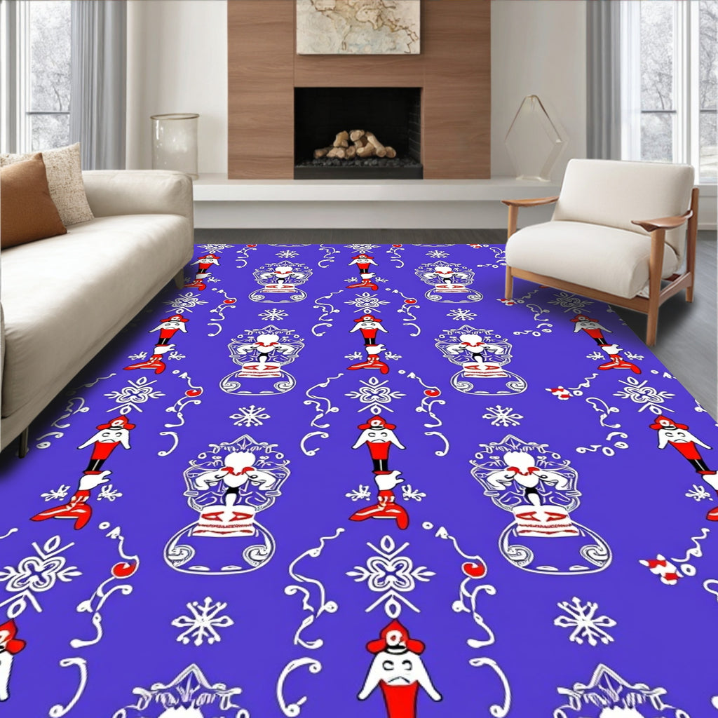 Red White Blue Character Pattern Rug