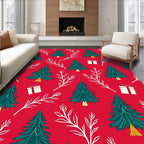 Red Festive Pine Gift Pattern Rug