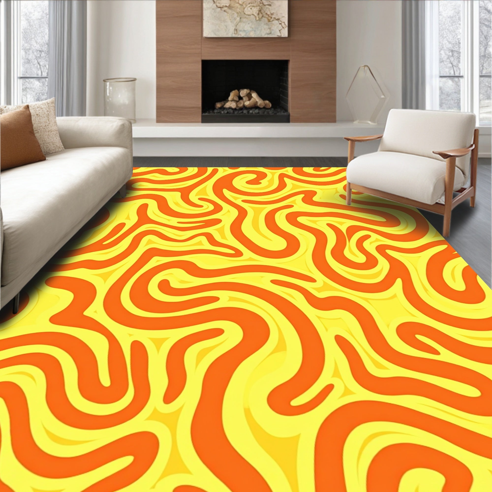 Dynamic Swirls Abstract Rug