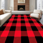 Classic Red Black Gingham Pattern Rug