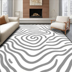 Abstract Swirling Gray Line Pattern Rug