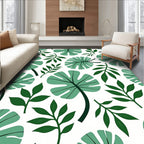 Green Leafy Tropical Pattern Rug