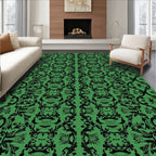 Bold Green Black Symmetry Pattern Rug