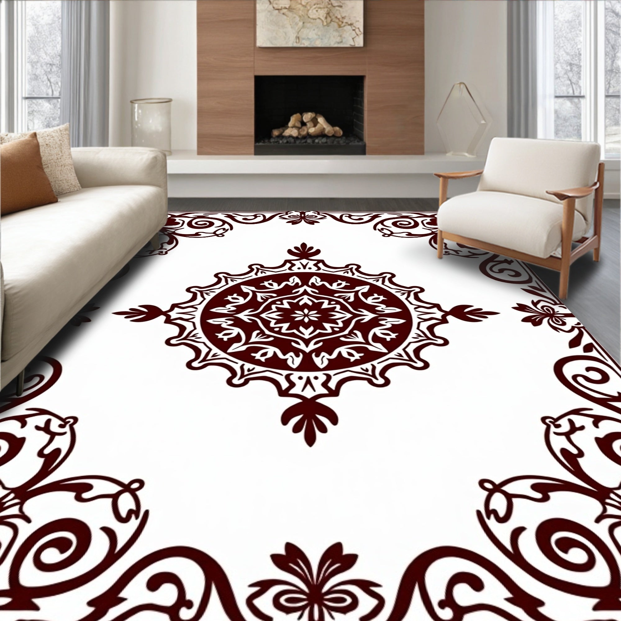 Ornate Floral Mandala Patterned Rug