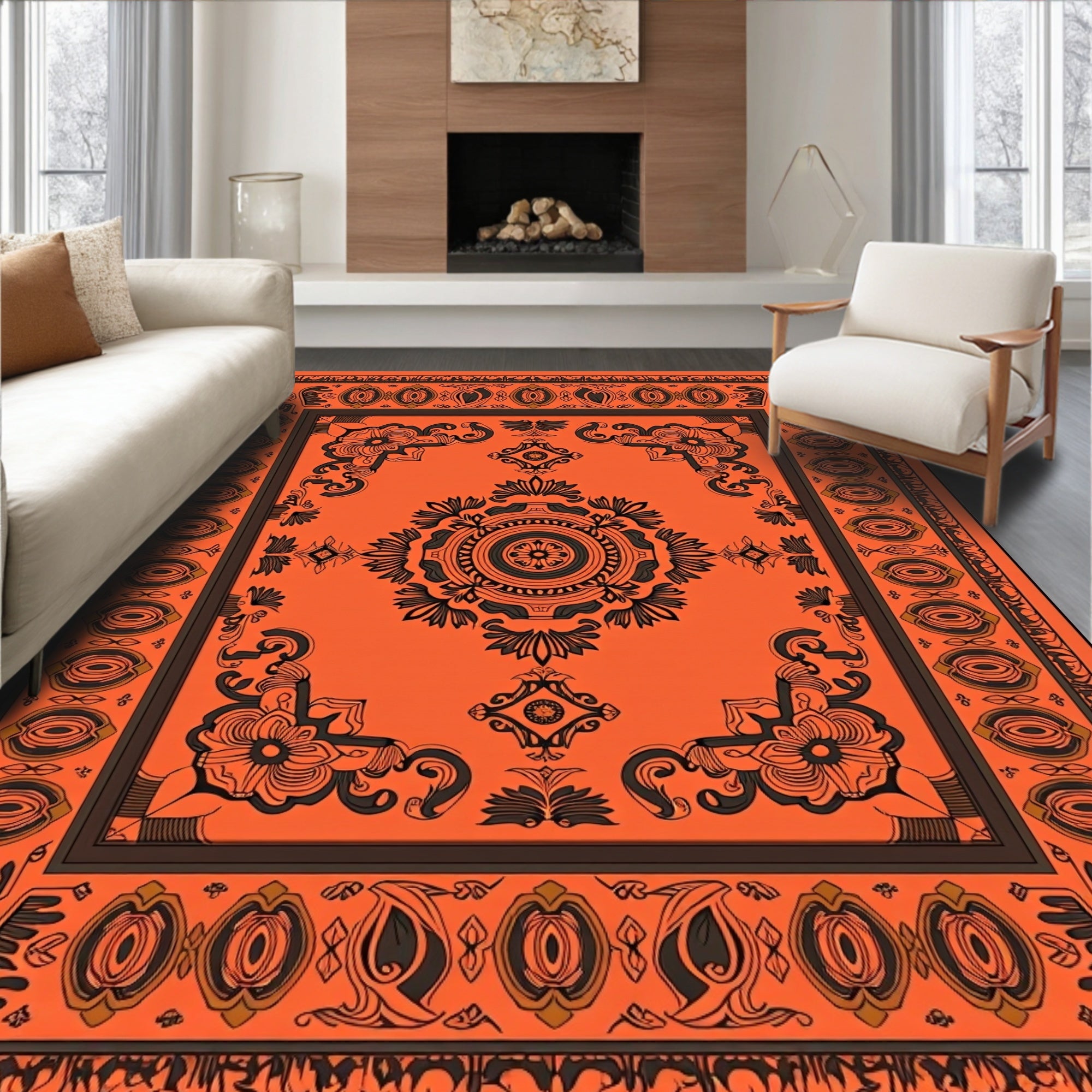 Vintage Floral and Geometric Inspired Rug